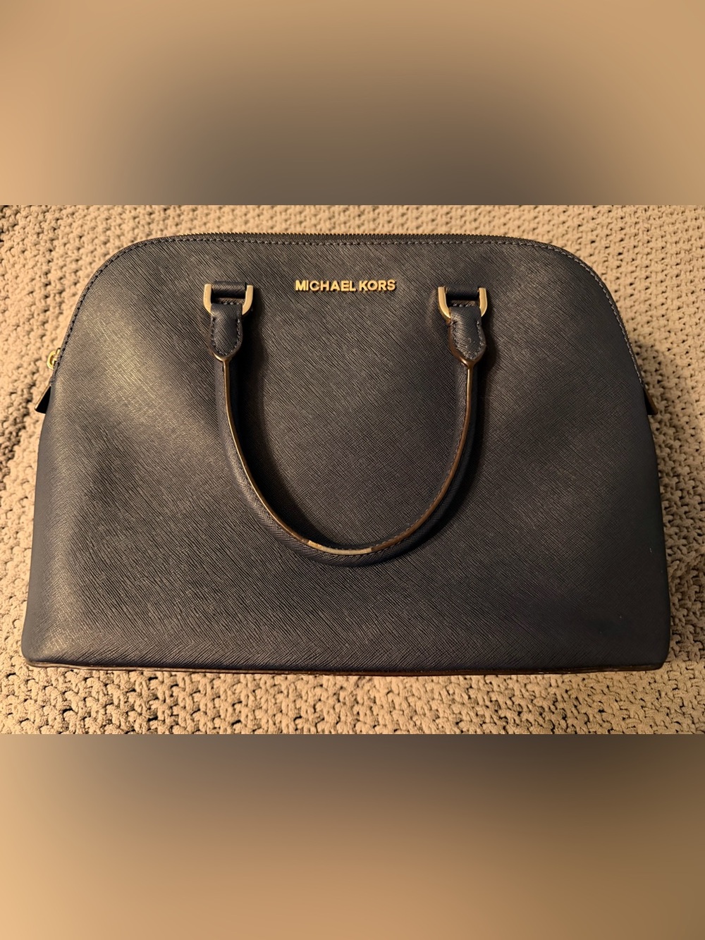 Michael Kors Navy Tote with Gold Logo